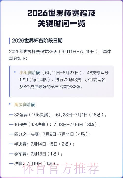 2026世界杯完整赛程最新最新时间表查询入口